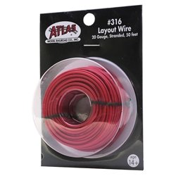 Atlas 316 - Stranded Layout Wire #20 Gauge - 50' 15.2m Spoo -- Red