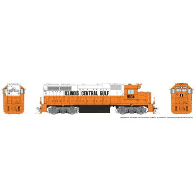 Rapido 38061 - HO EMD GP38 (DC/Silent): Illinois Central Gulf - Orange & White: #9536