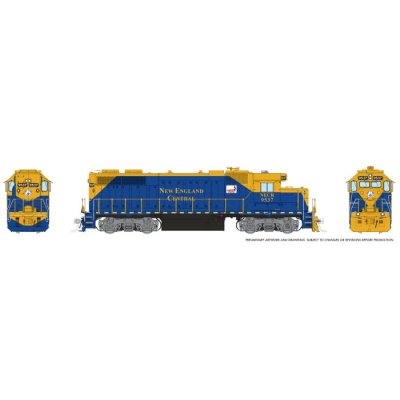 Rapido 38071 - HO EMD GP38 (DC/Silent): New England Central - Blue & Gold: #9549