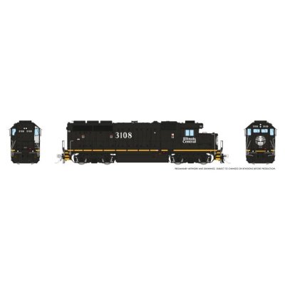 Rapido 40552 - HO EMD GP40R (DC/DCC/Sound): Illinois Central - Black Scheme: #3108