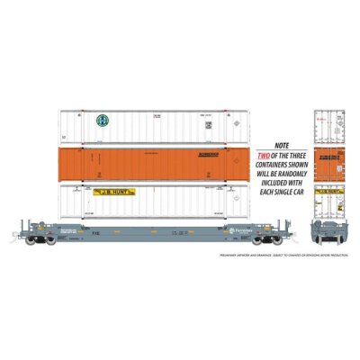 Rapido 401059-2 - HO 53' Husky-Stack well car + containers: Ferromex: Single Car