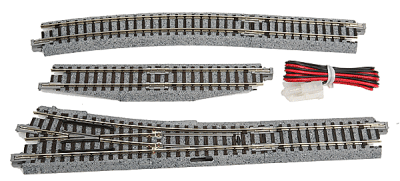 Kato Unitack 20-221 - N Scale #4 Electric (Remote) Turnout - Unitrack -- Right-Hand