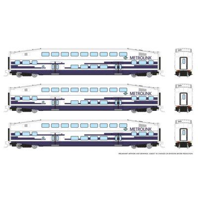 Rapido 546021 - N SCALE Bilevel Commuter Car: Metrolink - As Delivered: Set #3 (Coaches: 183 195 ...