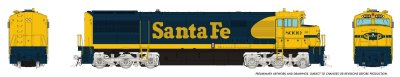 Rapido 55512 - HO GE U30CG w/o SG (DC/DCC/Sound): Santa Fe - Yellow Warbonnet w/ Small Logo: #800...