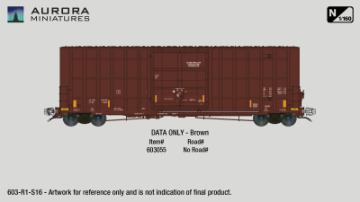 Aurora Miniatures 603055 - N Scale Gunderson 6276cf 50' Plate F Boxcar - DATA ONLY - Brown