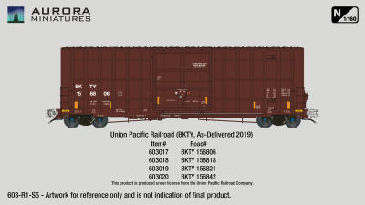 Aurora Miniatures 603019 - N Scale Gunderson 6276cf 50' Plate F Boxcar - BKTY 156821
