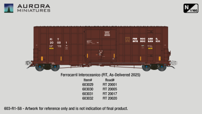 Aurora Miniatures 603029 - N Scale Gunderson 6276cf 50' Plate F Boxcar - FIT 20001