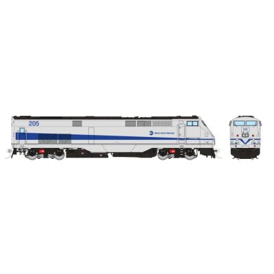 Rapido 85510 - HO GE P32AC-DM (DC/DCC/Sound): Metro North - Silver/Blue Stripe: #205