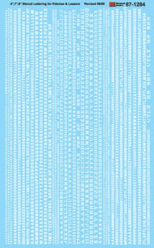 Microscale Decals 87-1284 - HO Scale 4, 7, & 8 inch White Stencil Lettering for Patches & Leasers...