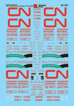 Microscale Decals 60-707 - N Scale Railroad Decal Set - CN -- 4-Bay Cylindrical Hoppers 1976+