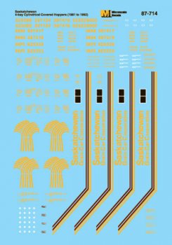 Microscale Decals 60-714 - N Scale Saskatchewan - 4-Bay Cylindrical Covered Hoppers (1981-1992)-H...