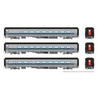 Rapido 9062003 - HO Hawker Siddeley Tempo Train: VIA Set #1: Club 323, CBL 340, Coach 371