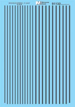 Microscale Decals 91132 - HO Scale Stripes - 4 and 6 inch widths - Black