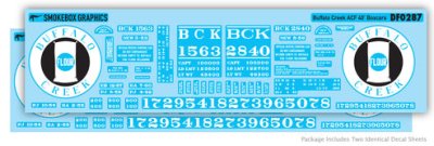 Smokebox Graphics DF0287 - HO Scale Buffalo Creek ACF 40' Boxcar - Decals