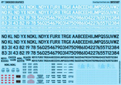 Smokebox Graphics DF5187 - HO Scale Road Sign Font Patch Jobs - Decals