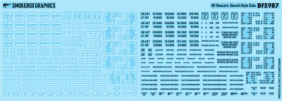 Smokebox Graphics DF5987 - HO Scale Stencil-Style Data - 50' Boxcars - Decals