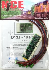 NCE 176-8 HO D13J Decoder - 1.2 Amp - with NMRA 9 pin DCC Quick Plug and Harness - 8 Pack