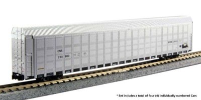 Kato 106-5509 - N Scale Aluminum Enclosed Auto Carrier 4-Pack - Ready to Run -- Canadian National...