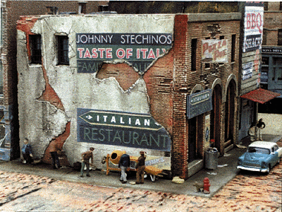 Downtown Deco 1031 - HO Scale Blair Avenue Part Two -- Kit - Johnny Stechino's & Big Ed's