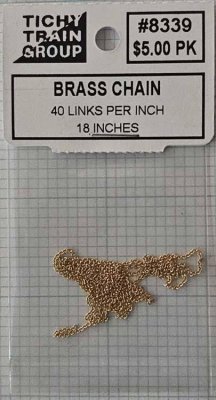 Tichy Train Group 8339 - Brass Chain -- 18" 45.7cm - 40 Links Per Inch