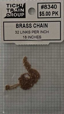 Tichy Train Group 8340 - Brass Chain -- 18" 45.7cm - 32 Links Per Inch