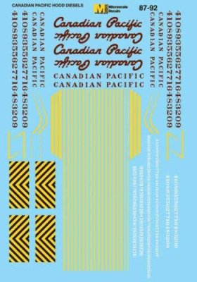 Microscale Decals 8792 - HO Scale Canadian Pacific - CP -- Hood Unit Diesels (maroon, gray) 1945-...