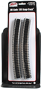 Atlas 837 - HO Scale Code 100 Curved Snap-Track(R) Nickel-Silver Rail -- 24" Radius (Black Ties) ...