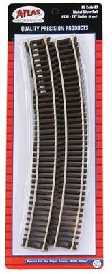 Atlas 536 - HO Scale Code 83 Curved Snap Track -- 24" Radius w/Brown Ties pkg(6)