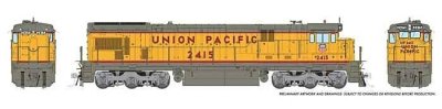 Rapido 42029 - HO GE C30-7 - Standard DC -- Union Pacific #2415 (1970s, Armour Yellow, gray, red,...