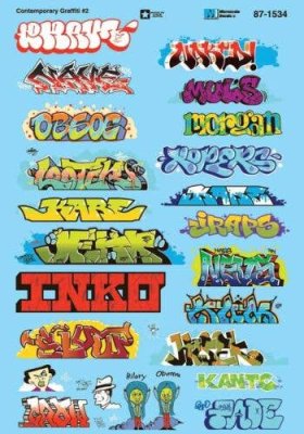 Microscale Decals 60-1534 - N Scale Graffiti Decal Set -- Contemporary (Set #2)