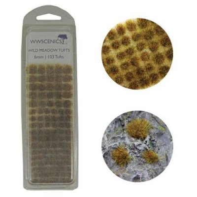Peco W3TWM6 - Grass Tufts 1/4" 6mm -- Wild Meadow pkg(103)
