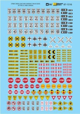 Microscale Industries 87-1516 - HO Scale Highway Sign Decal Set -- Road & Street Signs, Oversize ...