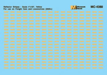 Microscale Decals MC-4389 - HO Scale - Reflector Stripes - HO Scale 4 x 18 Yellow