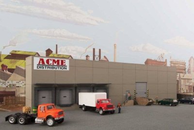 Walthers Cornerstone 4071 - HO Scale Modern Concrete Warehouse Background Building -- Kit - Each:...