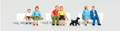 Woodland Scenics 1834 - HO Scale People Sitting & Waiting - Scenic Accents(R) -- 6 People, 1 Pood...