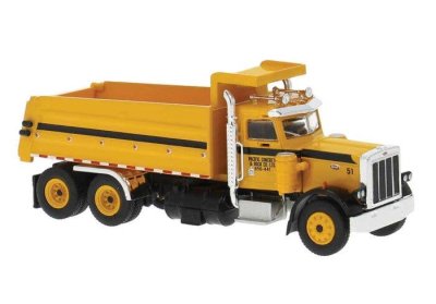 Brekina 86295 - HO Scale Peterbilt 359 Dump Truck - Assembled -- Pacific Concrete & Rock (yellow,...