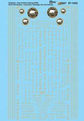 Microscale 87-1433 - HO Railroad Decal Set -- Polar Northern Railroad & North Pole Express Locos,...
