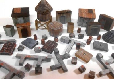 Downtown Deco 1072 - HO Scale Rooftop Details Set -- Unpainted Castings