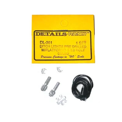 Details West 361 - HO Scale Ditch Lights -- Predrilled w/Platform & 3-Volt Bulbs