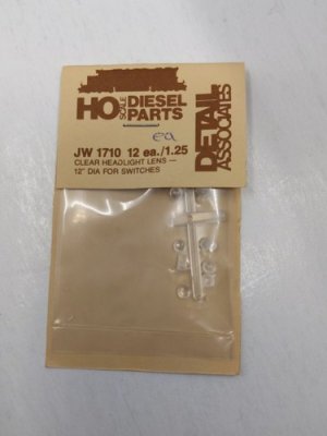 Detail Associates 1710 - HO Scale Headlight Lenses pkg(12) -- 12" (.138") Diameter