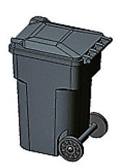 Hi-Tech Details 8010 - HO Scale 96-Gallon Wheeled Trash & Recycling Bin -- Kit - Black pkg(6)