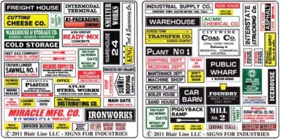 Blair Line 155 - HO Scale Storefront & Advertising Signs -- Industrial & Manufacturing