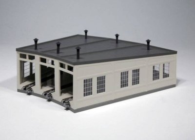 Kato Unitrack 23240 - N Scale Three-Stall Concrete Roundhouse -- Kit - 7-7/8" 20cm Deep, 10-Degre...