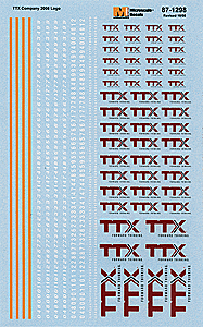 Microscale Decals 87-1298 - HO Scale Trailer-Train - TTX -- Auto Racks, 2008-Present - Decal