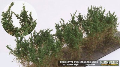 Martin Welberg Scenic Studios WB-SCDG - Bushes - Type C - Dark Green