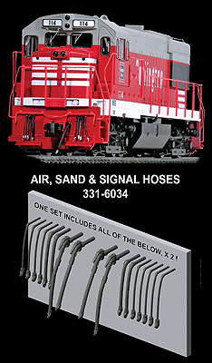 Hi-Tech Details 6034 HO Diesel Locomotive Rubber MU & Brake Hose Set - 16 Pieces