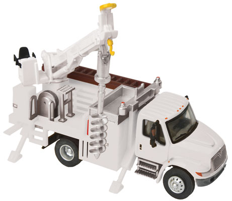 Walthers SceneMaster 11733 - HO International 4300 Utility Truck w/Drill - Assembled - White