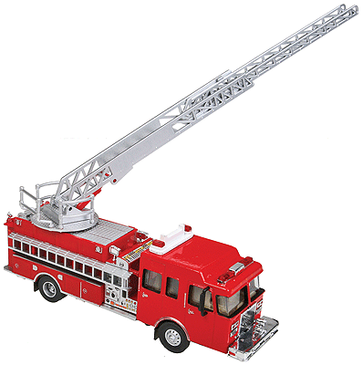 Walthers SceneMaster 13801 HO Heavy-Duty Fire Dept. Ladder Truck - Assembled -Red