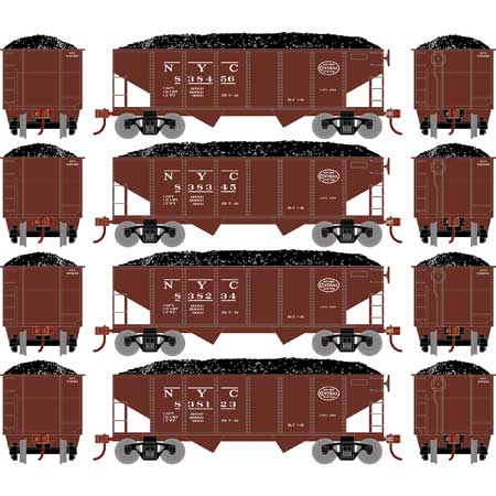 Athearn Roundhouse 1027 - HO 34Ft Ribbed Hopper - NYC (4 pkg) #2