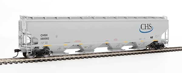 WalthersProto 105847 HO Scale - RTR 67Ft Trinity 6351 4-Bay Covered Hopper - Cenex Harvest States Cooperative CHSX #580032 (gray, blue CHS Logo)